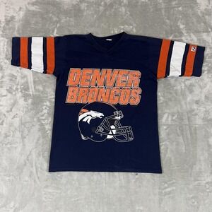 Vintage Denver Broncos Shirt Mens Small Blue Orange NFL Football Logo 7 90s